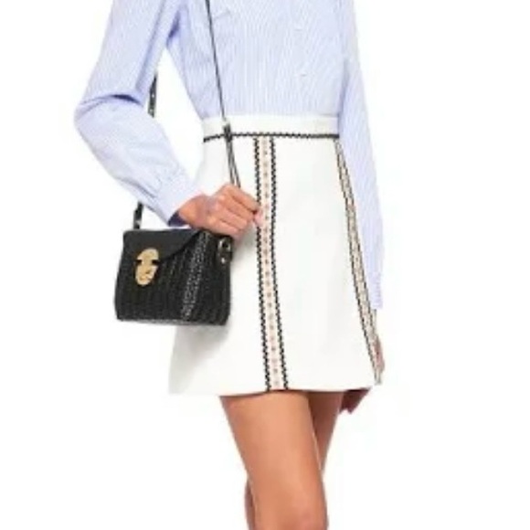 Miu Miu Dresses & Skirts - Miu Miu White Denim Mini Skirt With Floral Trim size 40